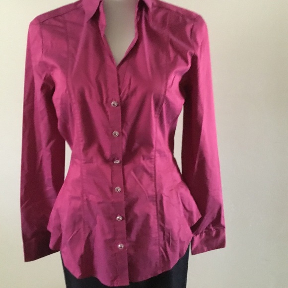 New York & Company Tops - 7TH AVENUE- NEW YORK& CO. FITTED BUTTON DOWN TOP WITH DECORATIVE STONE BUTTONS